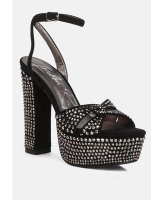 Womens Bellini Heat-Set Diamante High Block Heel Sandals