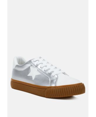 Womens Jumping jacks Metallic Faux Leather Star Sneakers