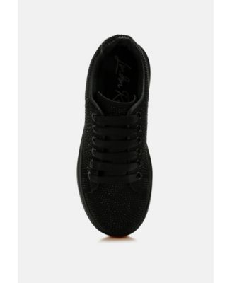 Womens Jitter Bug Rhinestones Embellished Chunky Sneakers