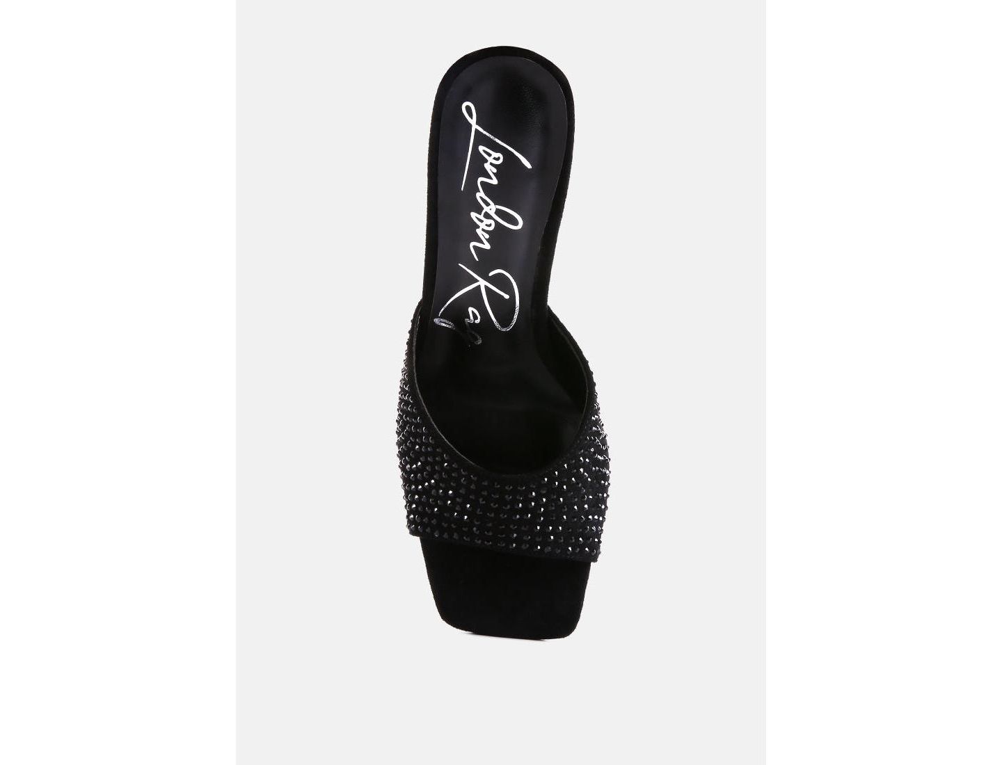 Женские сандалии London Rag Imprint Heat Set Diamante Slip On, цвет: Чёрный — фото 5