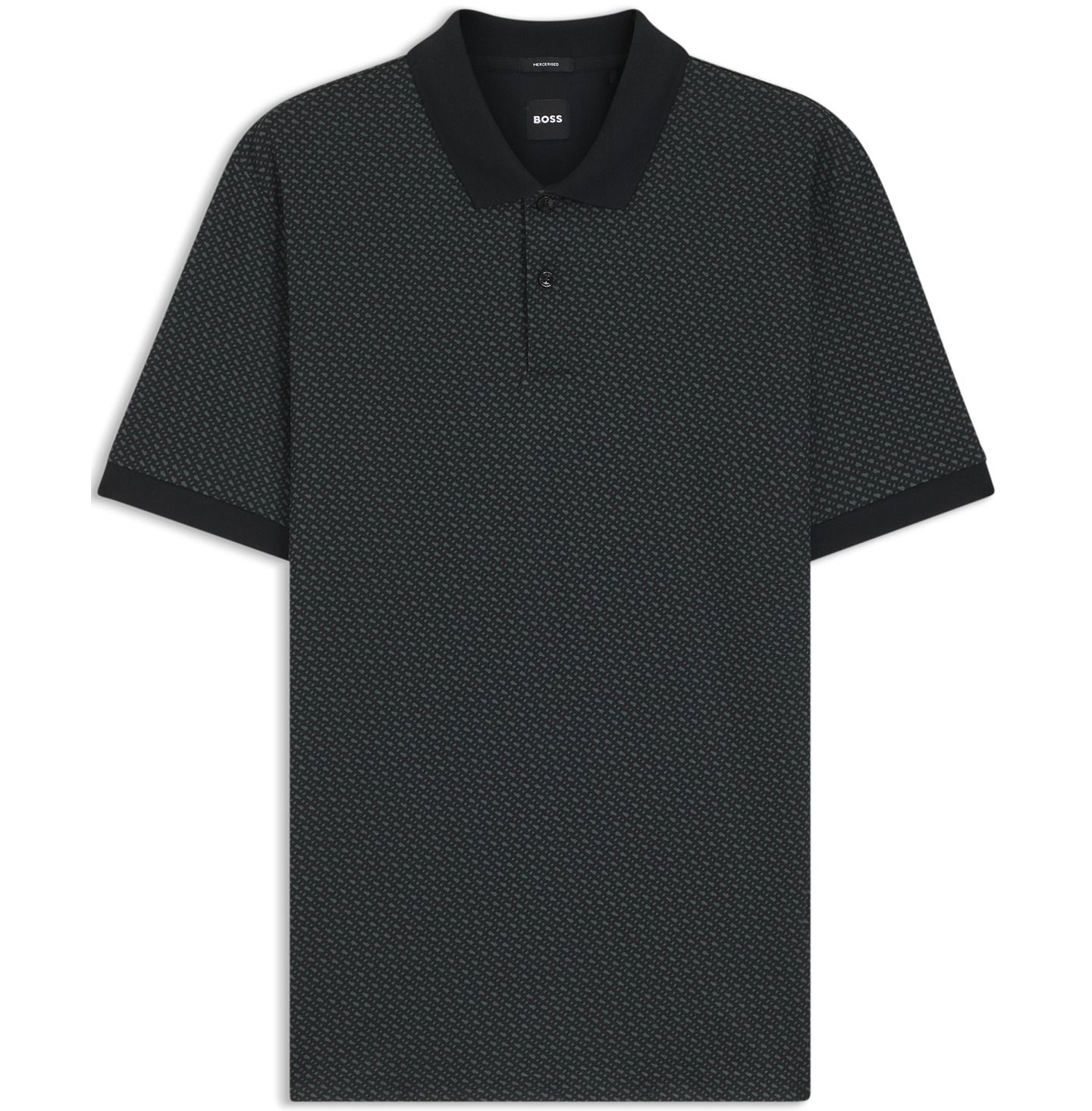 Мужское поло Hugo Boss Mercerized-Cotton Monogram Polo Shirt, цвет: Чёрный — фото 8