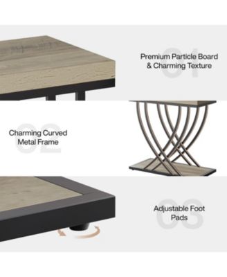 Side Table Set of 2, 2-Tier Narrow End Table for Living Room, Industrial Nightstand with Metal Frame, Small Bedside Tables