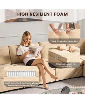 Modular Sectional Sofa Armrest Seat Module, 32.7" Armrest Seat for DIY Combination L U V Shaped, Plush Corduroy Loveseat Chair for Living Room