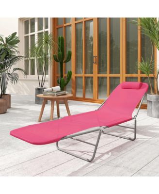 Foldable Reclining Pool and Beach Chair w/ Pillow,