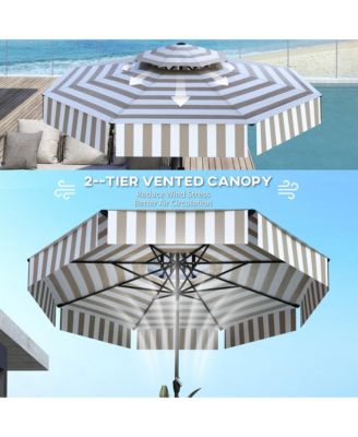 Outdoor Market Umbrella,Patio Umbrella,2-Tier Vented Patio Table Umbrella with Crank 8 Ribs,Tiltable Porch Umbrella,for Outdoor