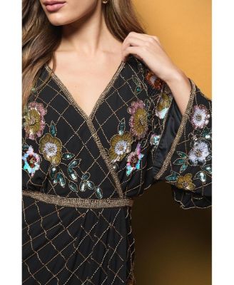 Women's Floral Embellished Mini Dress