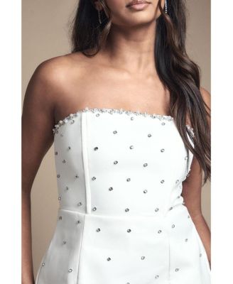 Women's Hotfix Diamante Bridal Mini Dress