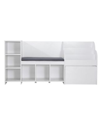 Wooden Kids Storage Bench with Bookshelf and Toy Box