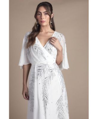 Women's Angel Sleeve Maxi Wedding Dress