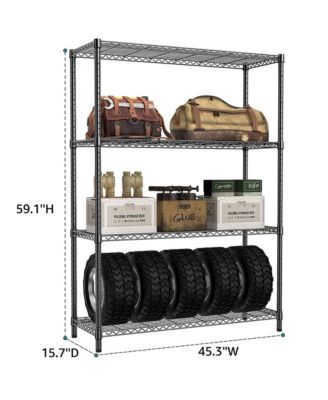 4- Tier Metal Storage Shelves, Adjustable Wire Shelving Rack for Garage, Basement, Warehouse, 1400 Lbs Capacity