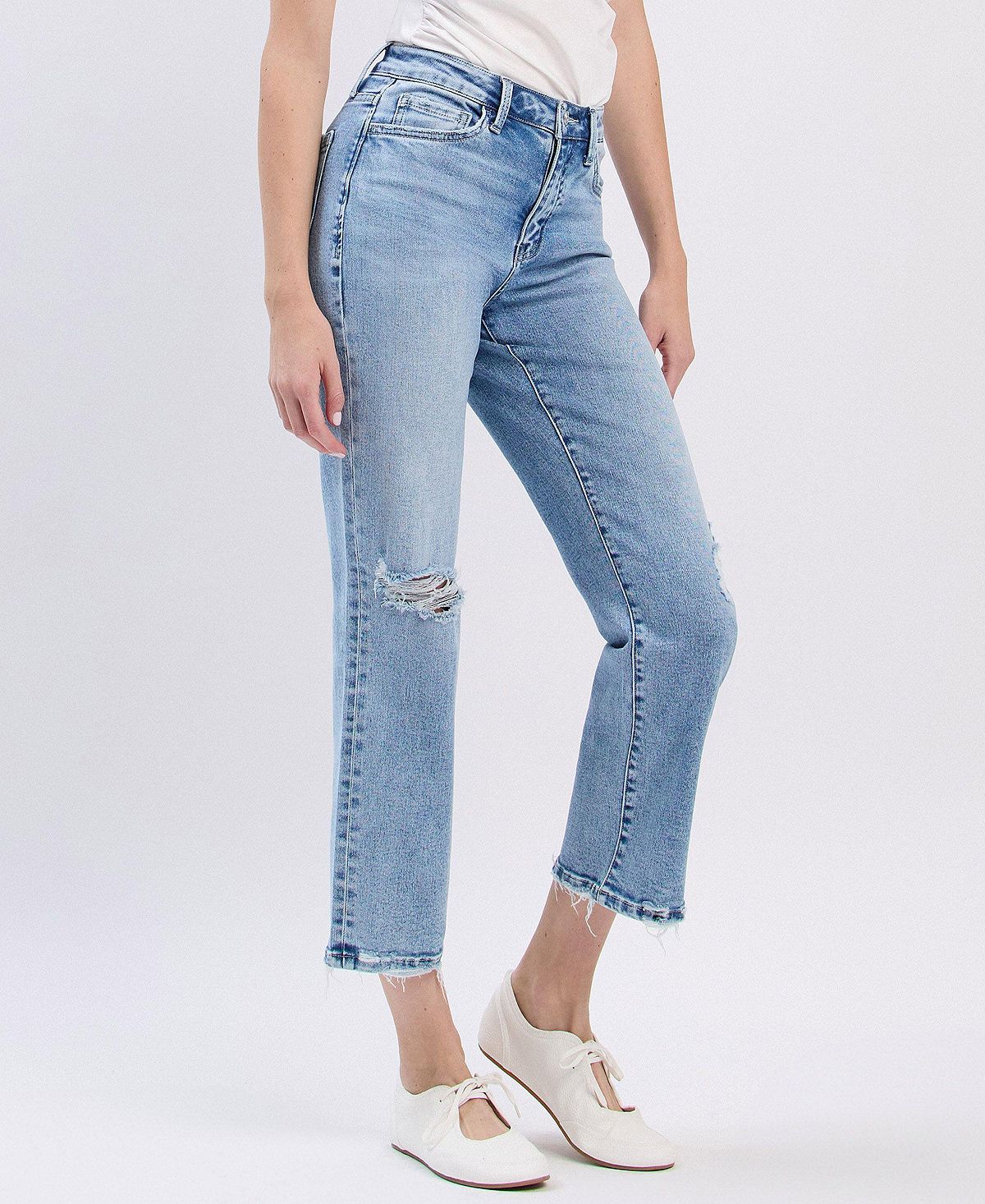 Vervet Women's High Rise Distressed Ankle Straight Jeans view 6 — MAYCSS fashion products