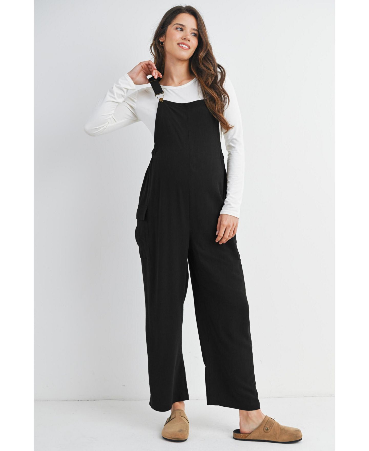 Женский комбинезон Hello Miz Maternity Straight Leg Adjustable Overalls, цвет: Чёрный — фото 1