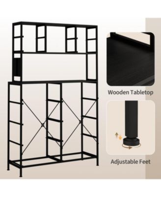 12-Drawer Dresser with Power Outlet & Open Shelves - LED Light Wood Top Metal Frame Fabric Dresser for Bedroom, Hallway