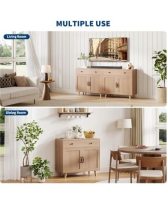 Buffet Cabinet Sideboard with 2 Drawer & 4 Doors, Accent Cabinet with Storage, Console Coffee Bar Table