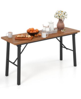 Acacia Wood Outdoor Dining Table and Bench Set for Patio