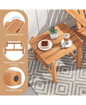 Patio Teak Wood Side Table with Slatted Top for Yard or Garden