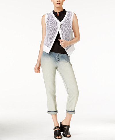 Armani Exchange Vest, Crochet-Detail Shirt & Boyfriend Jeans