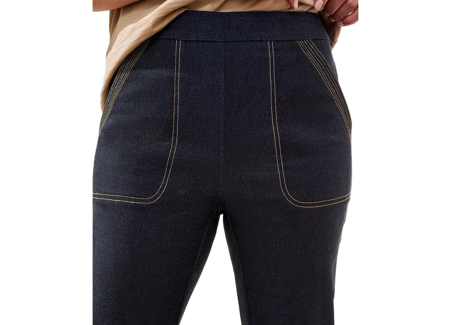 Women's Denim-Look Bengaline Kick Flare Capri Jeans