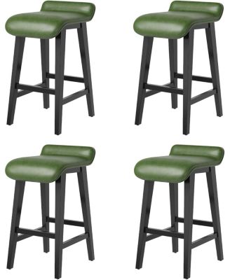 Set of 4 Modern Counter Height Bar Stools, Upholstered Kitchen Stools with Wood Legs