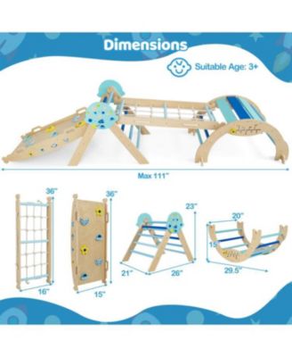 8-in-1 Kids Climbing Triangle Gym Unicorn Theme Foldable