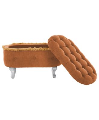 Upholstered Storage Fringe Bench Ottoman Furniture