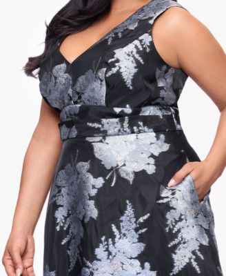 Plus Size Printed V-Neck Midi Dress