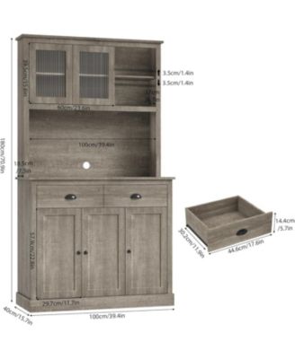 Tall Storage Cabinet - Freestanding Kitchen Pantry Cabinet with Drawers and Adjustable Shelves.