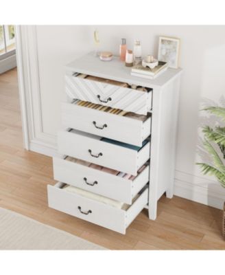 Farmhouse 5 Dresser for Bedroom, 45.2 in Tall Dresser, Vertical Drawer with Storage Freestanding
