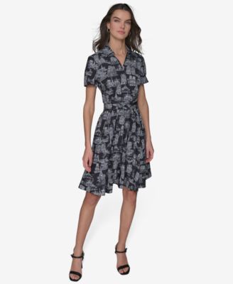 Women's Paris Toile Tie-Waist Dress