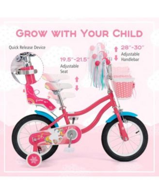 14 Inch Girls Bike with Doll Seat and Training Wheels for 3-5 Years
