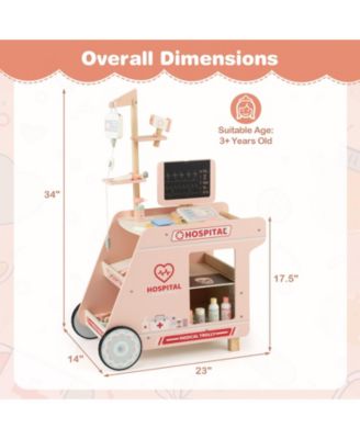 Pretend Play Doctor Kit for Toddlers with Wooden Cart