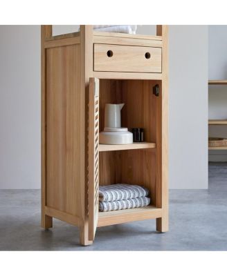 Bathroom Cabinets Solid Teak Wood Bathroom Cabinet Tower Storage Drawer Design 190cm