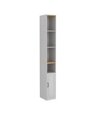 72" Tall Slim Storage Cabinet - 6-Tier Freestanding Bathroom Cabinet 1 Door and 2 Adjustable Shelves for Bathroom, Living Room