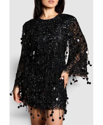 Women's Sequin Tassel Mini Dress