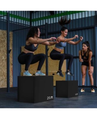 3-in-1 Foam Plyometric Box with 3 Heights and Easy-to-Clean PU Cover-16 Inches