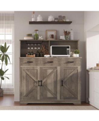 Sideboard Buffet Cabinet Open Rack Door and Drawer Microwave Stand for Kitchen