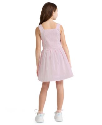 Girls' Faux Button Square Neck Mini Dress