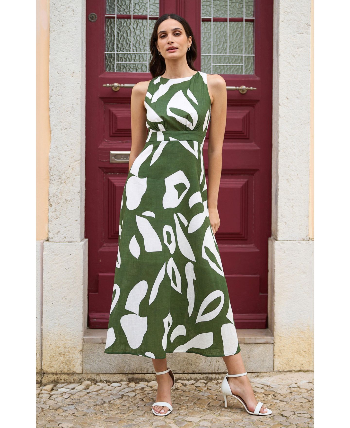 Женское платье Yumi Cotton Abstract Print Maxi, цвет: Зелёный — фото 3