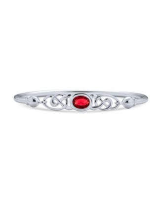Romantic Infinity Love Knot Celtic Bangle Bracelet Green Red CZ .925 Sterling Silver