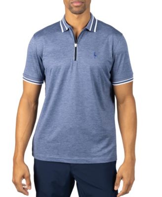Men's Quarter Zip Mesh Performance Polo with Stripe Tipping