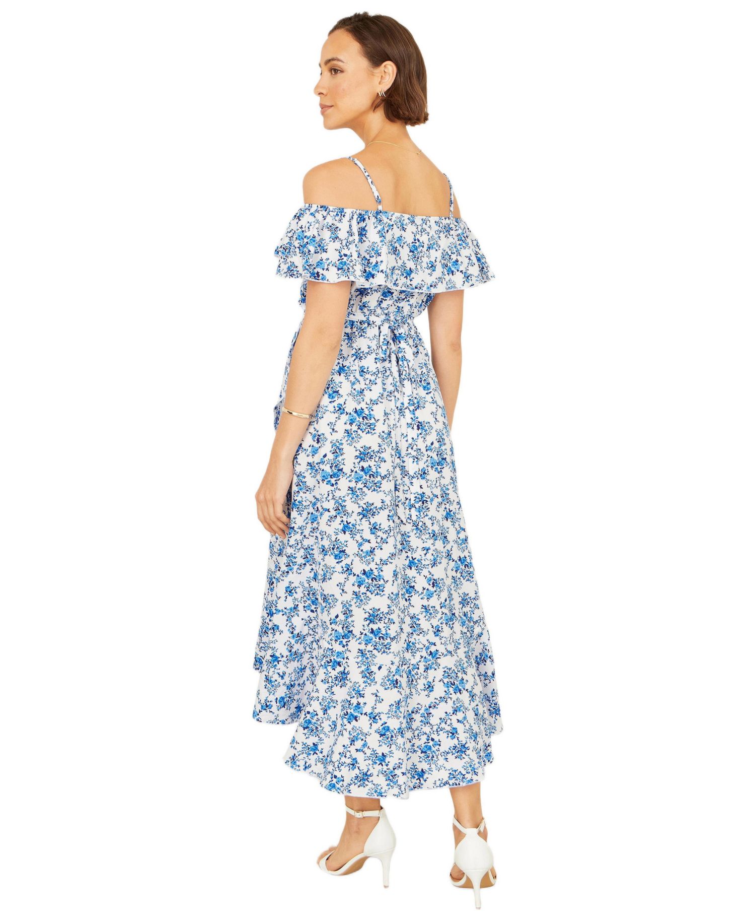 Women's Floral Print Bardot Midi Dress