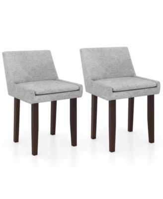 Modern Dining Chair Set of 2 w/ Mid Back and Cushioned Seat Solid Wood Legs