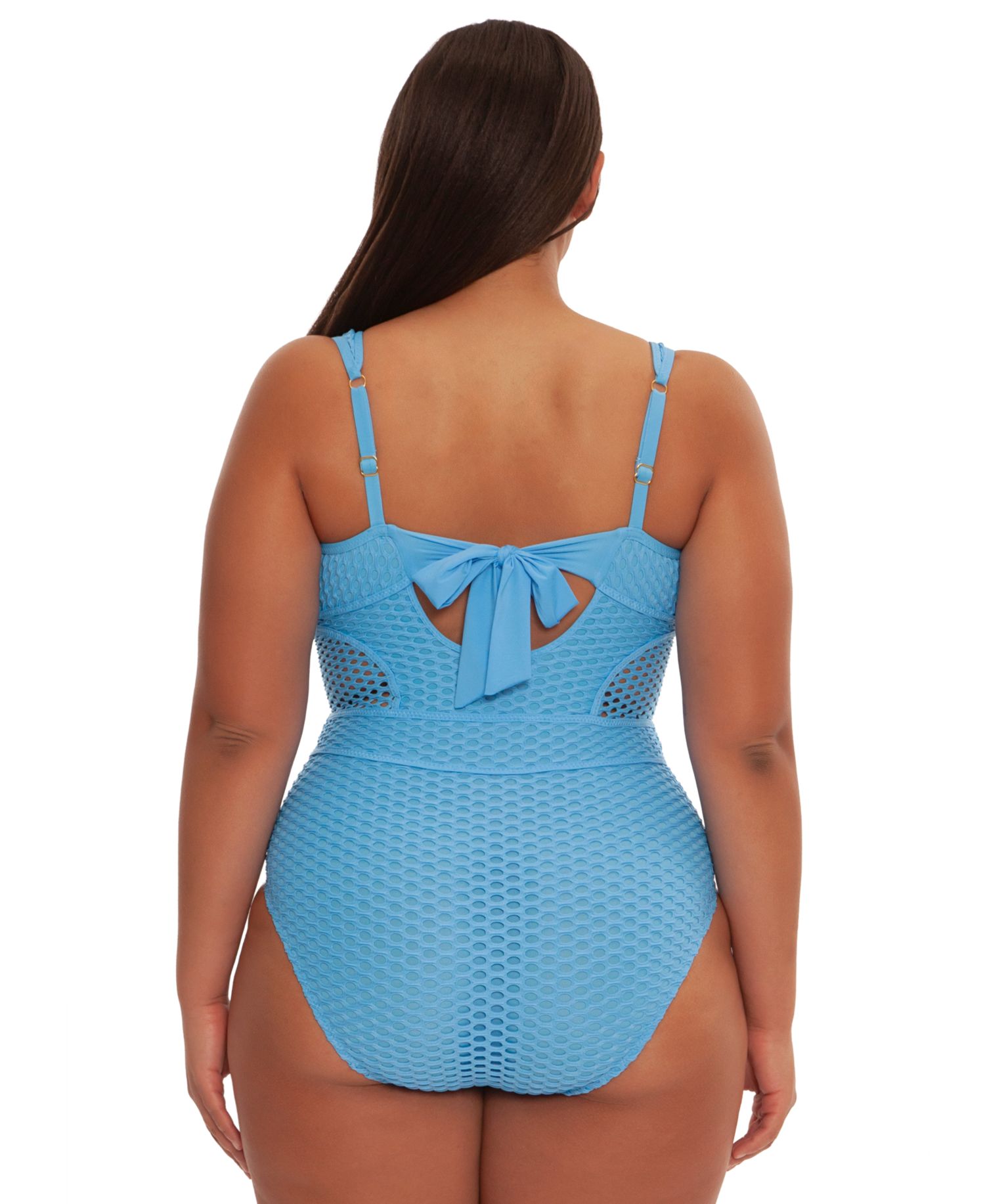 Plus Size Castaway Textured Fishnet One-Piece Swimsuit