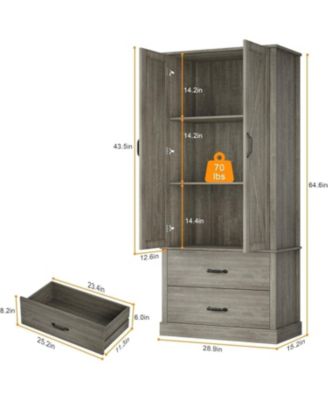 Kitchen Pantry Cabinet, Barn Door Kitchen Cabinet with Barn Doors, Drawers and 2 Adjustable Shelf, Freestanding Tall Hutch for Kitchen