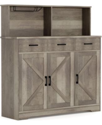 Farmhouse Style Buffet Cabinet with Integrated Microwave Stand, Versatile Sideboard Storage Featuring Drawers and Shelves