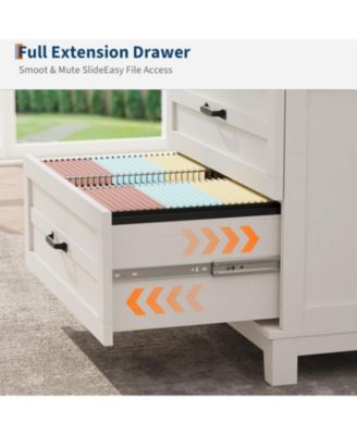 2 Drawers Lateral File Cabinet with Deepened Tabletop, Farmhouse Wood Large Filing Cabinet for Legal/Letter File wHanging Rod, Sturdy Frame