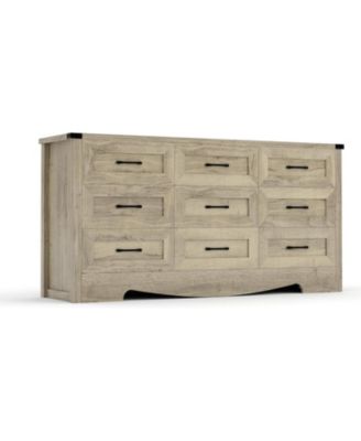 Drawer Dresser for Bedroom, Farmhouse Tall Wooden Chest of Drawers with Mid Century Modern Style