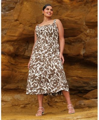 Plus Size Sylvia Square-Neck Midi Dress