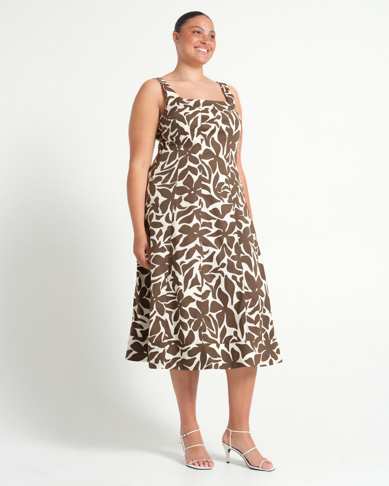 Plus Size Sylvia Square-Neck Midi Dress