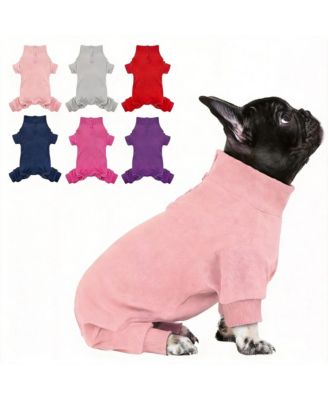 Dog Fleece Pajamas with High Collar for Warmth and Comfort